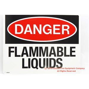 Sign,Plastic,Flammable Liquid,10x8